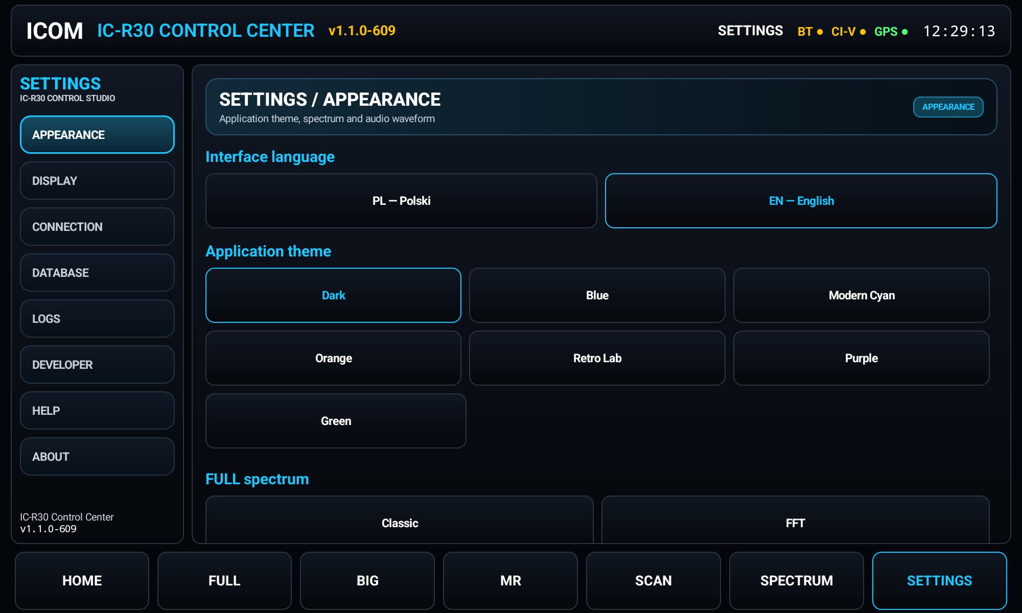 SETTINGS — appearance