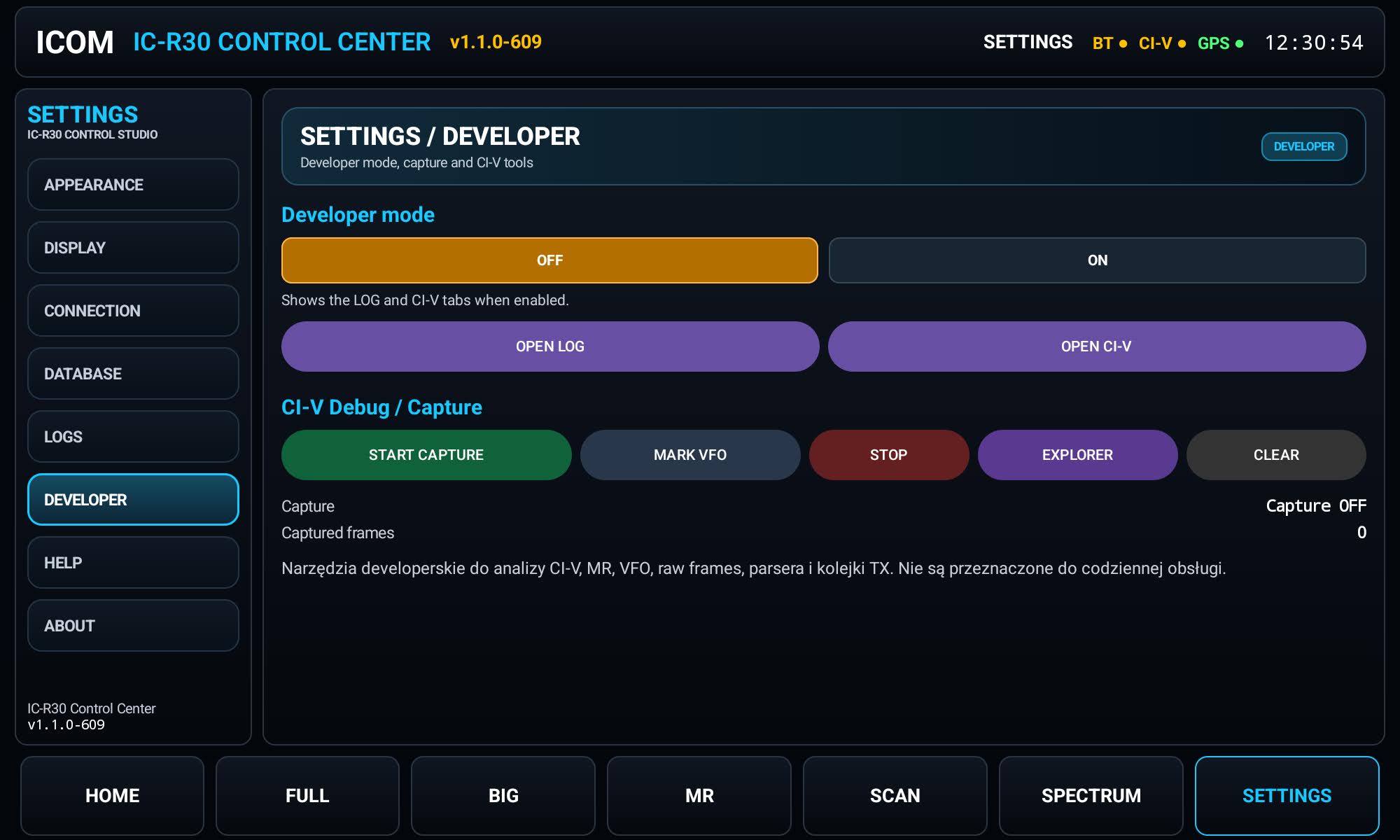 SETTINGS — developer