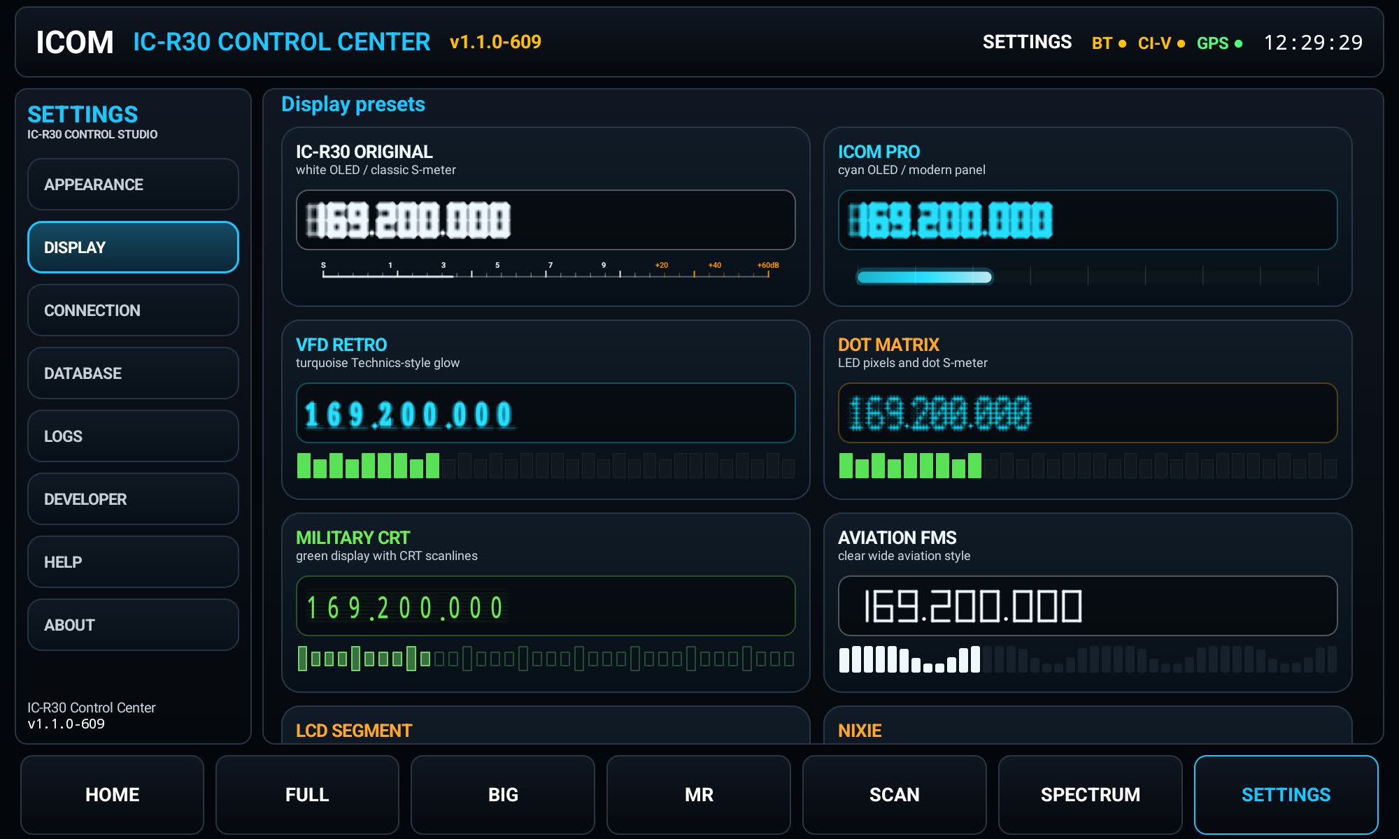 SETTINGS — presets