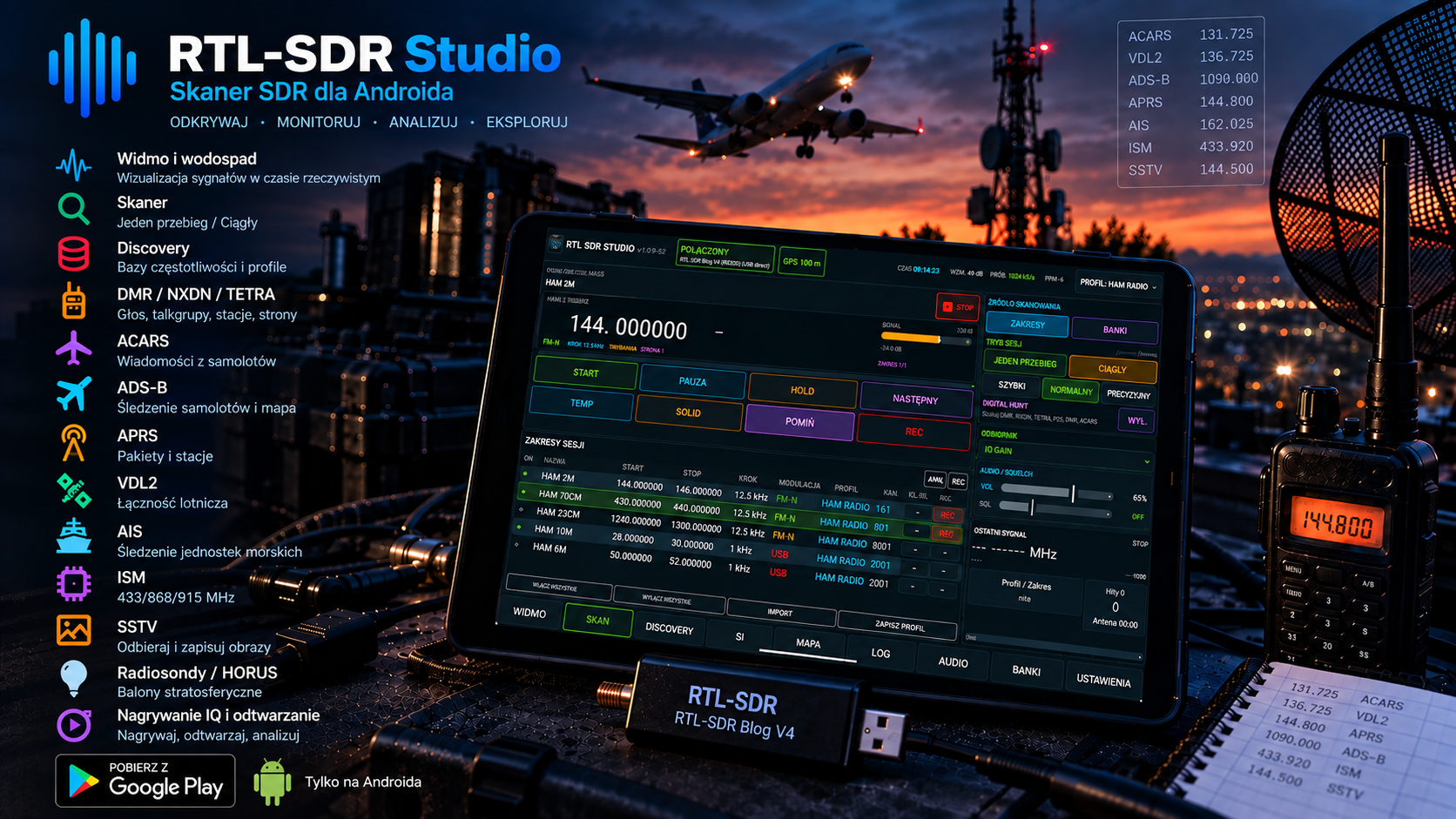RTL SDR Studio — główna grafika promocyjna